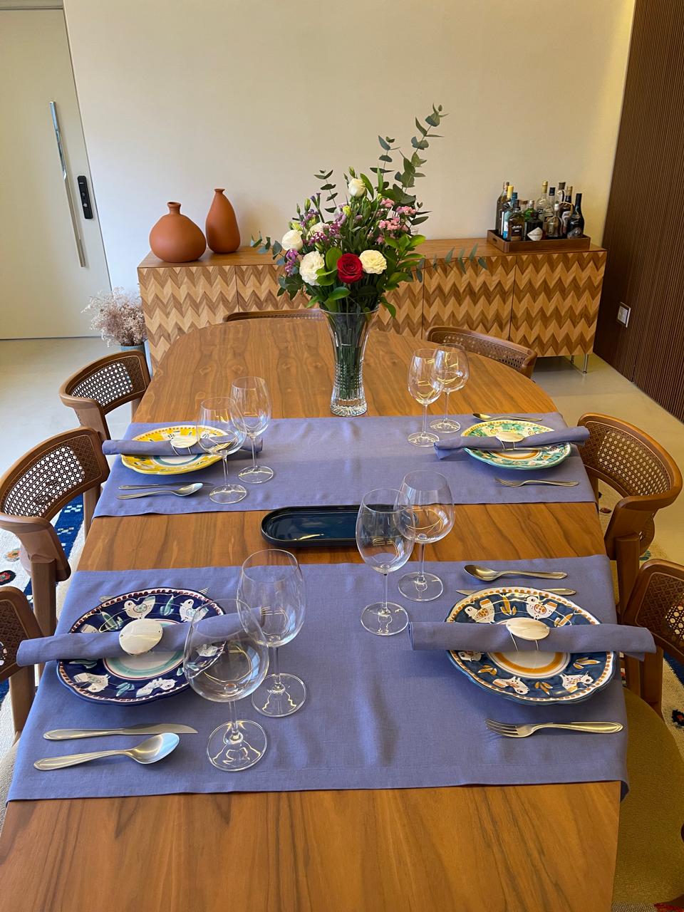 Caminho de Mesa Linho Azul
