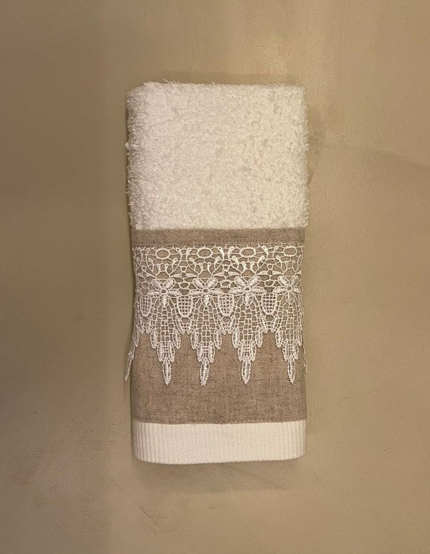 Toalha de Lavabo de Algodão Egipcio - Linho Natural