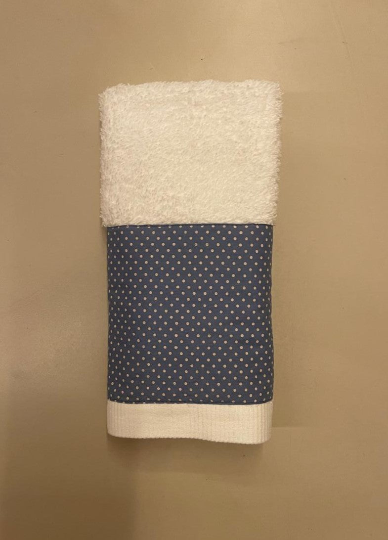 Toalha de Lavabo de Algodão Egipcio - Azul com Bolinha