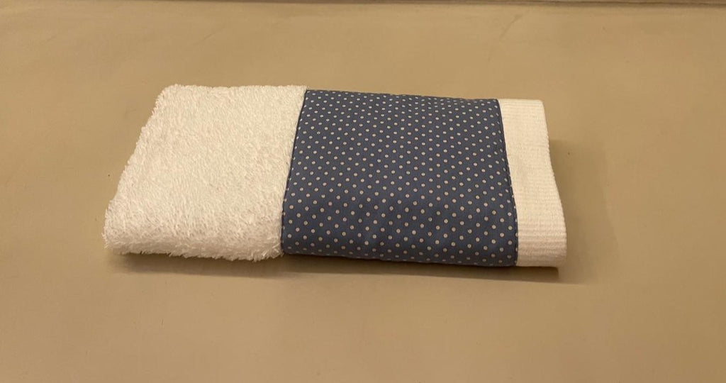 Toalha de Lavabo de Algodão Egipcio - Azul com Bolinha